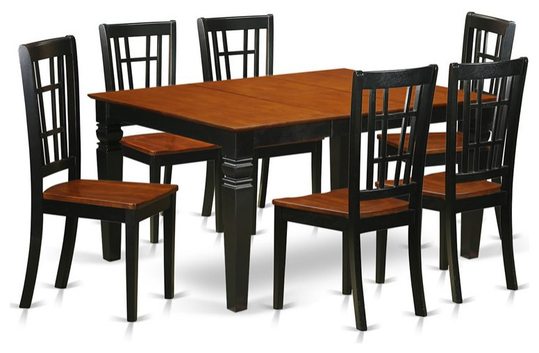 East West Furniture Weston 7piece Table and Dining Chairs in Black