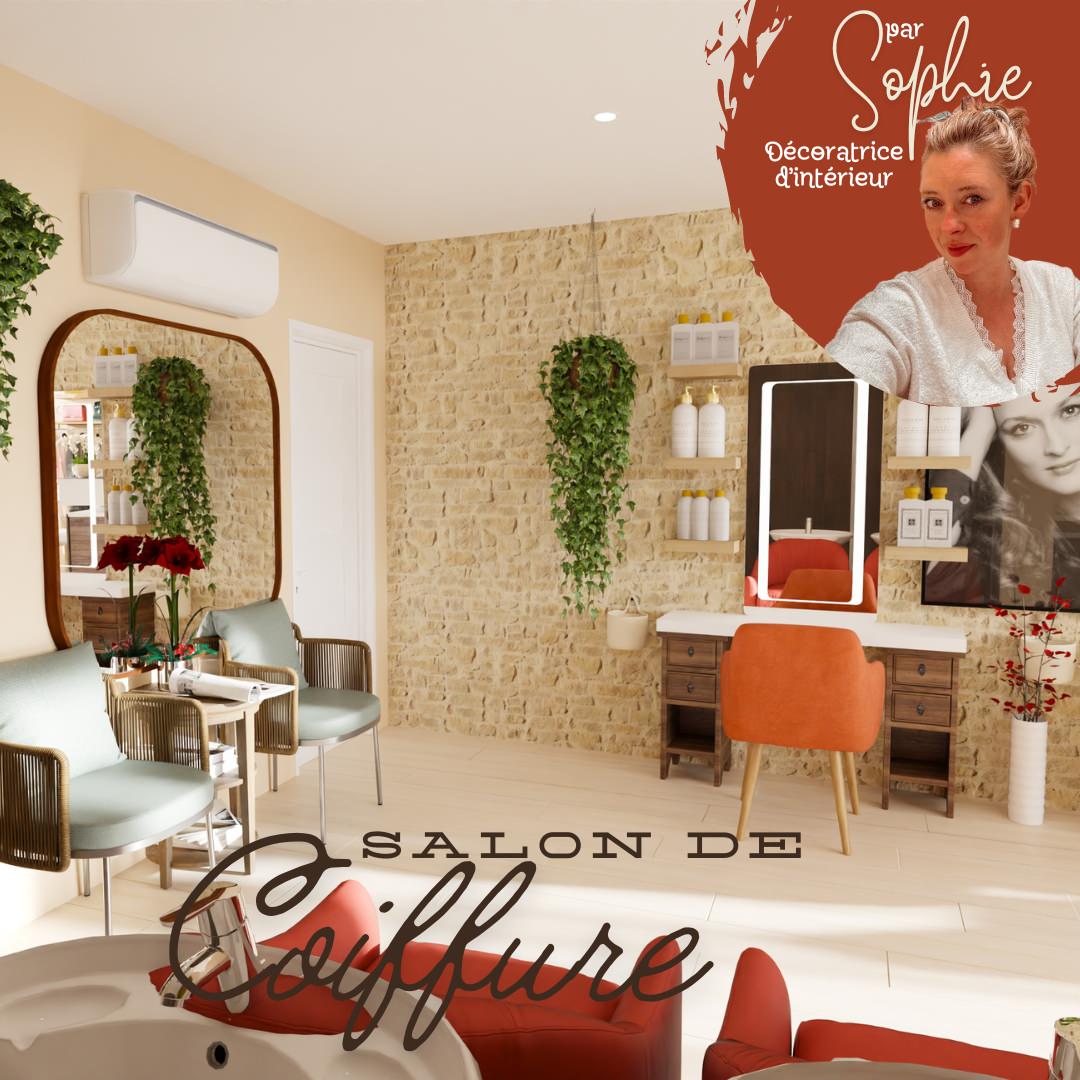 salon de coiffure par sophie monnet décoratrice d'intérieur puisaye yonne bourgogne france modélisation 3D