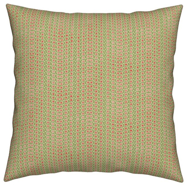 Abstract Pink Green Geometric Square Throw Pillow Contemporary