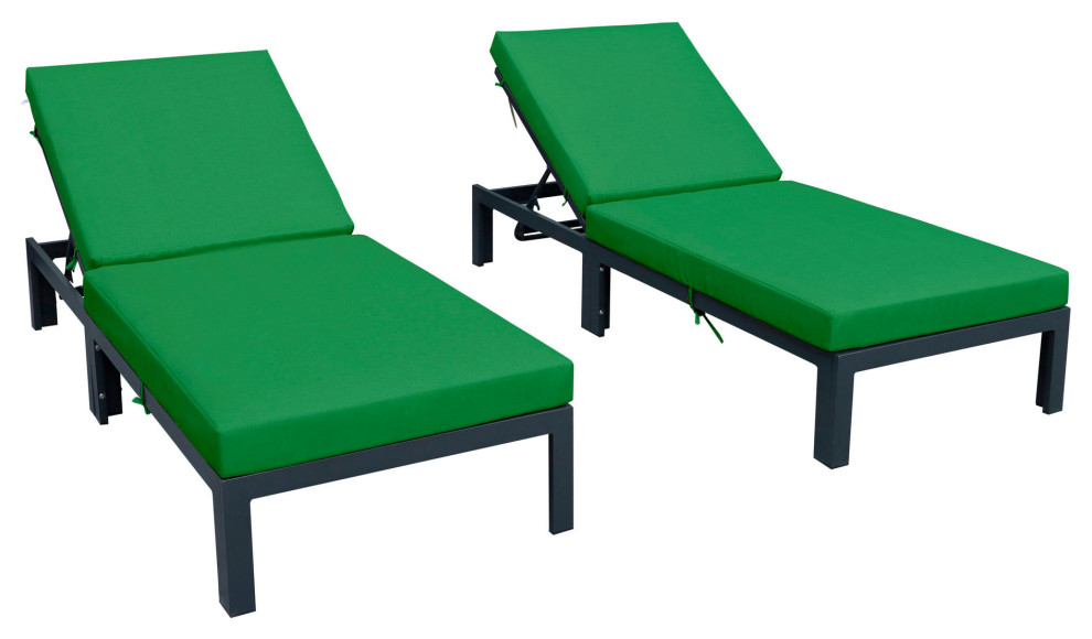 Leisuremod Chelsea Modern Outdoor Chaise Lounge Chair With Cushions Set of 2 Contemporary