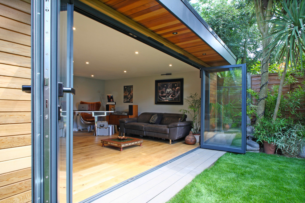 This is an example of a contemporary shed and granny flat in Surrey.