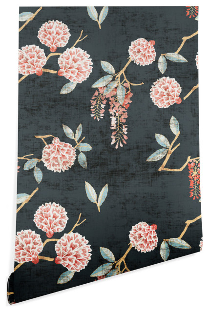 Deny Designs Holli Zollinger Floralista Wallpaper, Black, 2'x8'