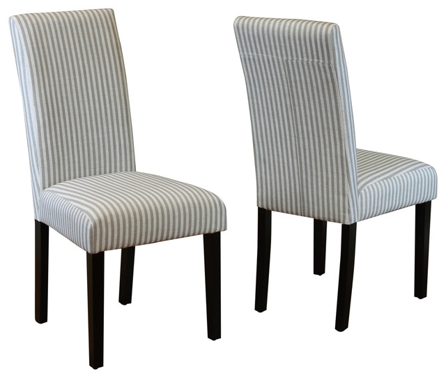 Villa Stripe Linen Dining Chairs, Set Of 2 Transitional Dining