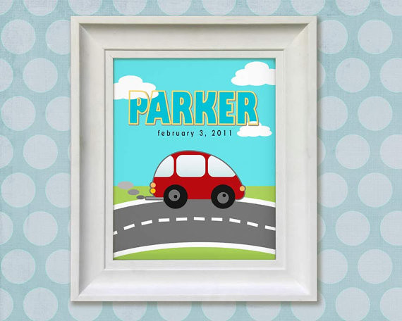 Nursery Art Print, Little Red Car by Simply Sublime Baby