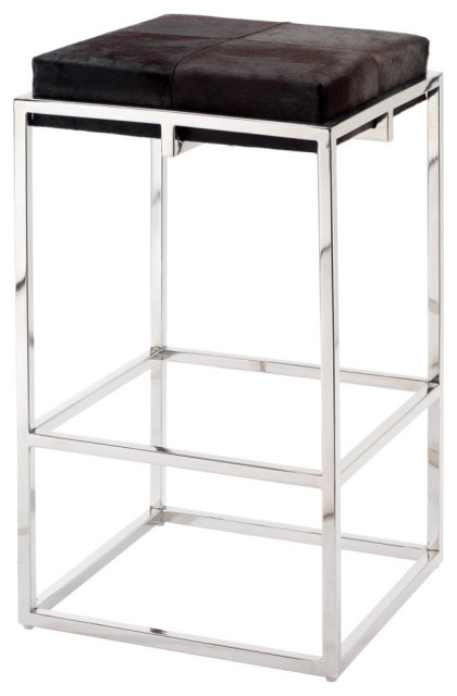 Shelby Bar Stool, Espresso Hide and Nickel Metal - Contemporary - Bar Stools And Counter Stools 