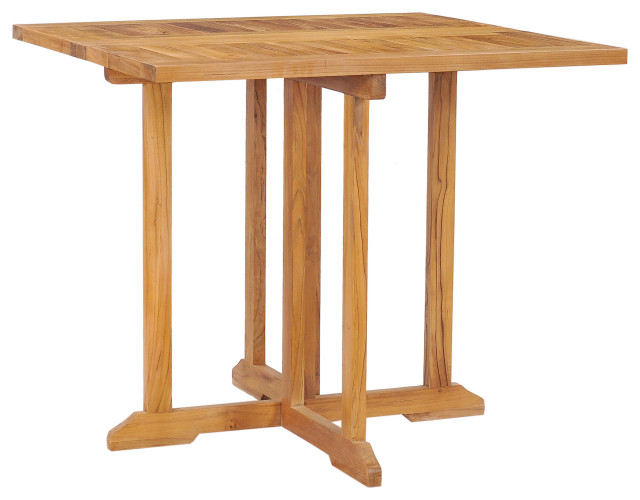 Teak Wood Hatteras Square Folding Outdoor Patio Table, 35