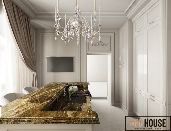 Завораживающий мрамор на кухне