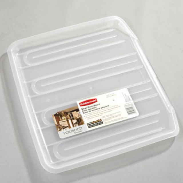 Rubbermaid 1180MACLR Dish Drainer Tray, 14.3" x 15.3", Plastic, Clear