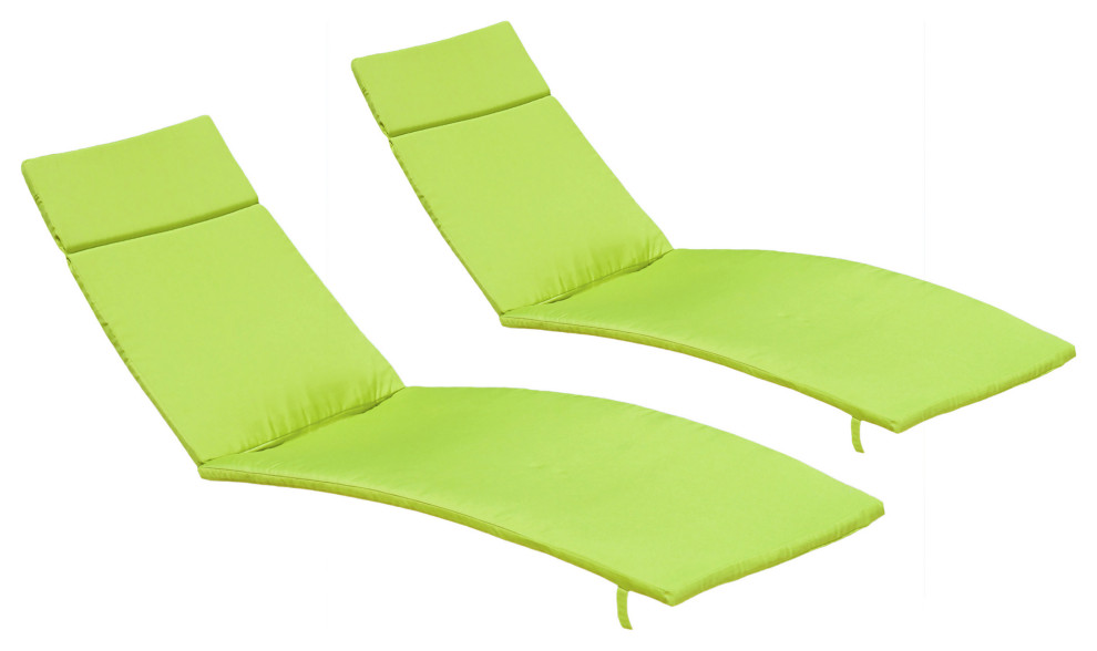 GDF Studio Albany Outdoor Chaise Lounge Cushion, Set of 2, Green