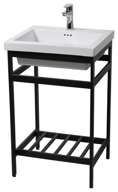 New South Beach 24 Stainless Steel Open Console With Sink Set Contemporary Bathroom Vanities And Consoles By Empire Industries Inc Houzz - Bathroom Vanity Black Metal Legs