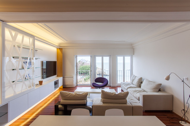 R&eacute;novation appartement contemporary-vardagsrum