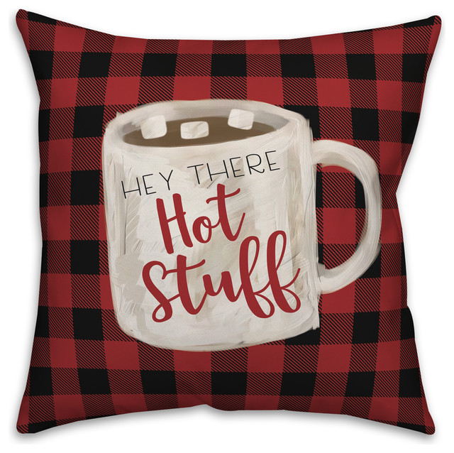 Plaid Hot Cocoa 20"x20" Throw Pillow Cover