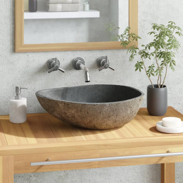 vidaXL Wash Basin Vanity Sink Small Countertop Wash Basin Natural Stone