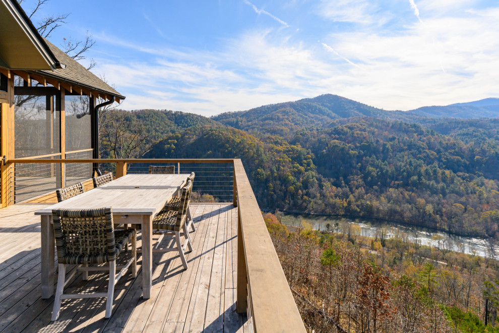 Deck - transitional backyard deck idea with no cover
