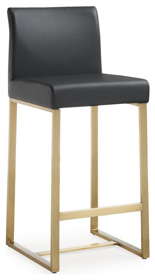 Denmark Black Gold Steel Counter Stool, Set of 2 Contemporary Bar