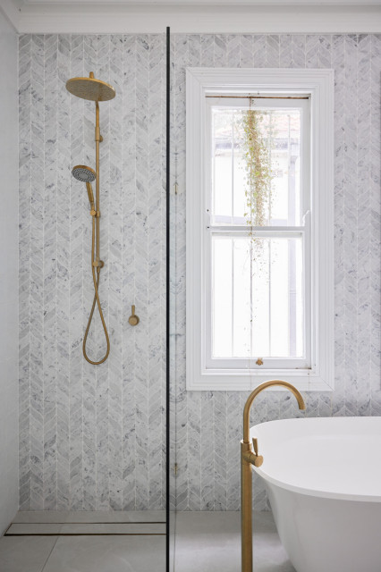 Forest Lodge House transitional-bathroom