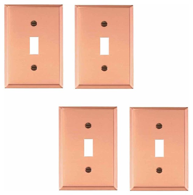 4 Switch Plate Solid Copper Single Toggle/Dimmer Contemporary