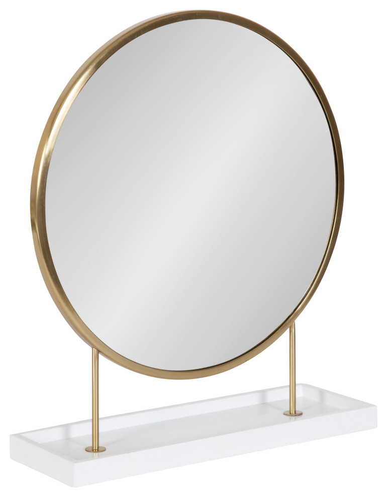 Maxfield Round Tabletop Mirror, 18x22 Contemporary Makeup Mirrors