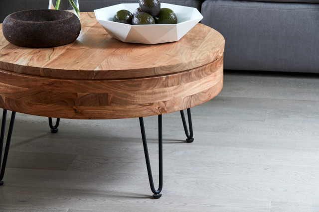 31 Inch Storage Coffee Table Natural Mid-Century Modern - Industrial ...