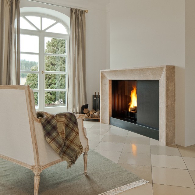 Offener Holzkamin - klassisch, modern f&uuml;r zeitloses Architektenhaus contemporain-salon