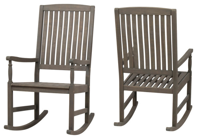 Penny Outdoor Acacia Wood Rocking, Lucas Outdoor Rustic Wicker Rocking Chairs Set Of 2