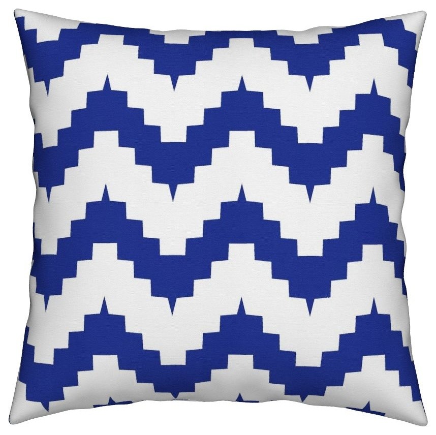 Blue Chevron Zig Zag Upholstery Home Decor Throw Pillow