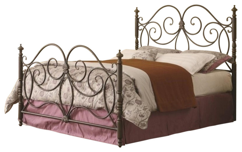 Bowery Hill Traditional Metal Queen Headboard and Footboard in Bronze