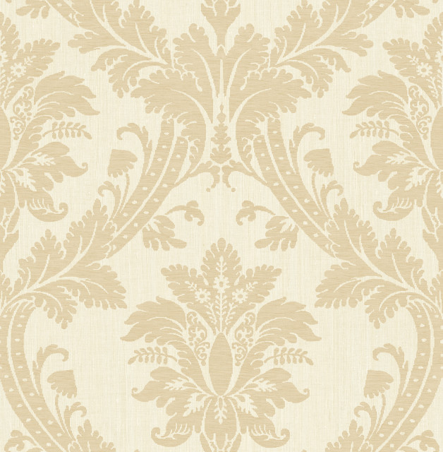 Clelia Beige Damask Wallpaper - Traditional - Wallpaper - by Brewster ...