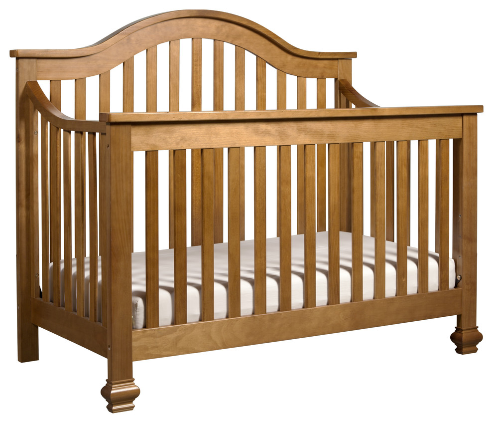 Clover 4In1 Convertible Crib, Chestnut Finish Traditional Cribs
