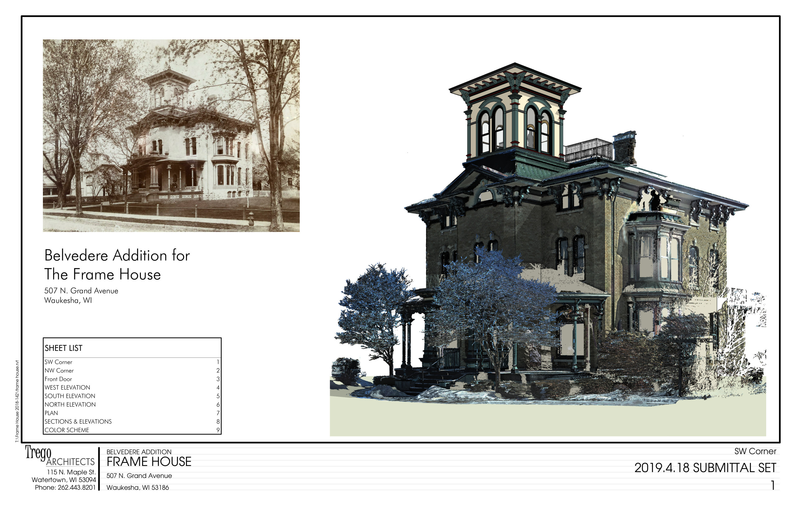 Belvedere addition, Andrew Frame House, Waukesha, WI