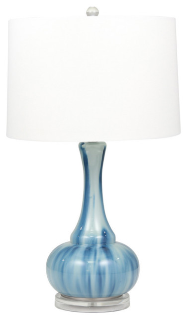 Glass 28" Genie Bottle Table Lamp, Navy and Light Gray
