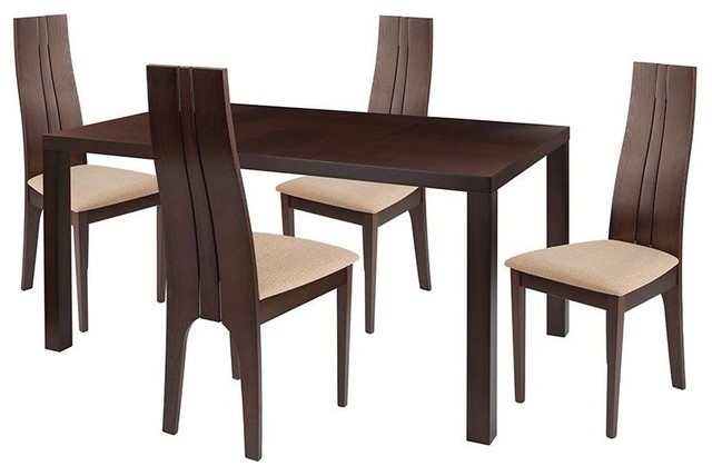 Lakeview 5 Piece Wood Dining Table Set With Padded Chairs