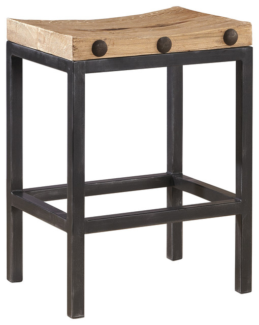 Newcastle Bolted Elm & Iron Modern Counter Stool