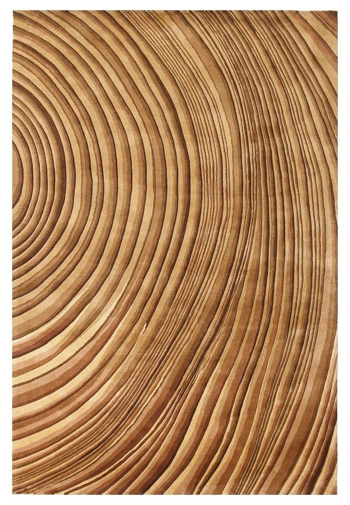 Modern Indoor/Outdoor Area Rug: Kas Rugs Rugs Tree Rings Natural 5 ft. 3 in. x