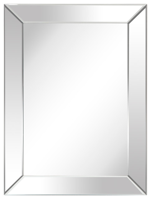 Moderno Beveled Rectangle Wall Mirror, Rectangular Beveled Mirror Tiles