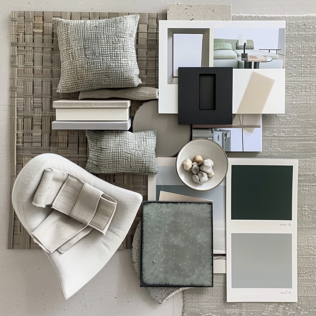 interior design moodboard design board neutral colour scheme flatlay choose neutral product
