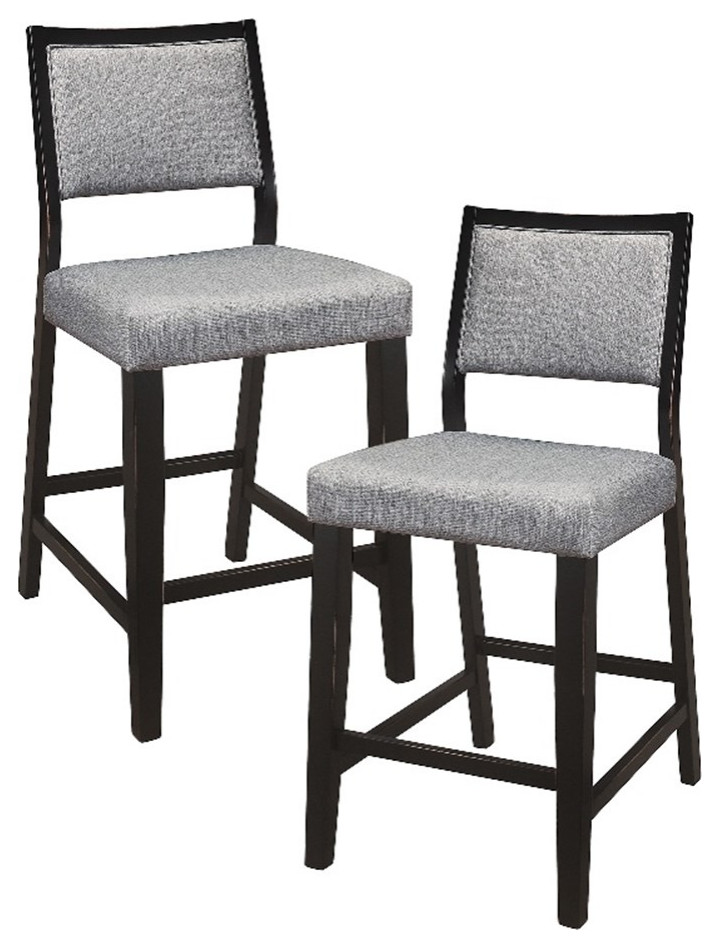 Lexicon Stratus Counter Height Wood Chair in Black (Set of 2) w
