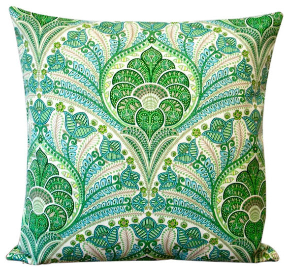 Green Polyester 18" x 18" Outdoor Throw Pillow, Set Of 2, Pillow Cover Without P