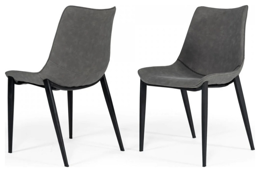 Paulie Modern Gray EcoLeather Dining Chair, Set of 2 Contemporary