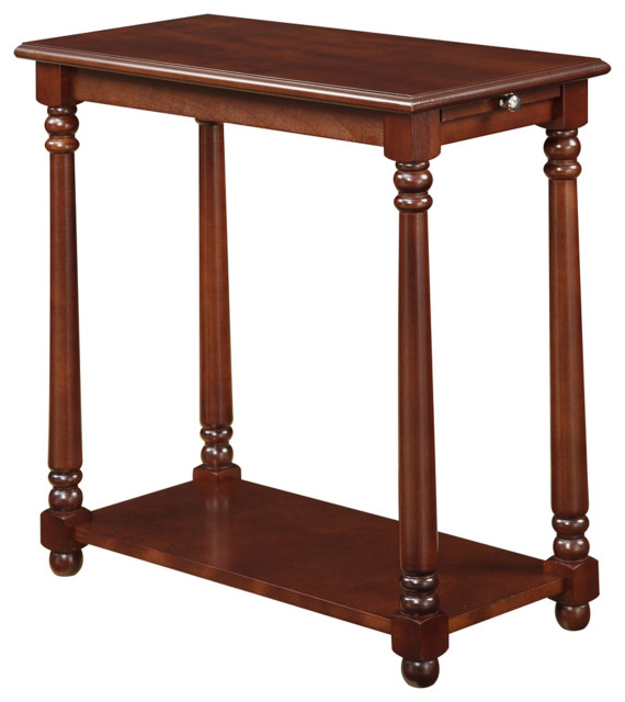 French Country Regent Chairside End Table With Pull-Out Shelf