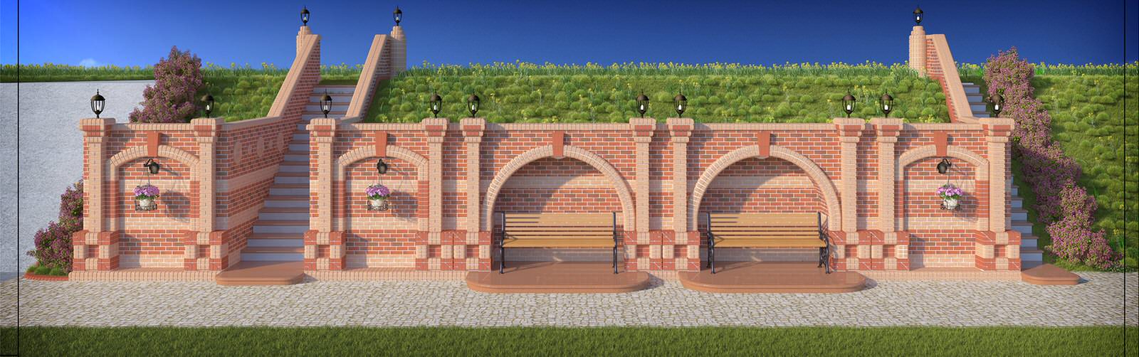 Декоративная подпорная стенка на участке загородного дома