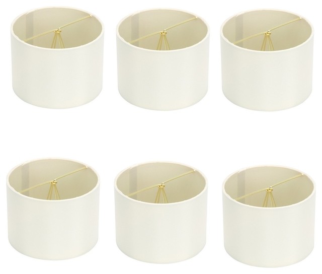 Eggshell Silk 6" Drum Chandelier Lamp Shades, Set of 6 Transitional Lamp Shades by