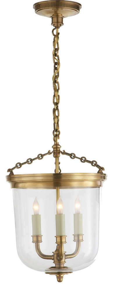 Merchant Lantern Pendant, 3-Light, Hand-Rubbed Antique Brass, 11.75"W