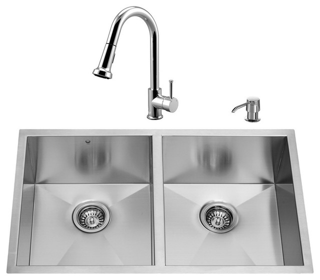 Shop Houzz VIGO Industries VIGO All in One 32" Undermount Double Bowl