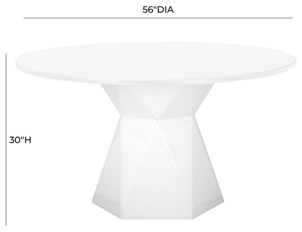 Iris White Glass Dining Table Transitional Dining Tables by First