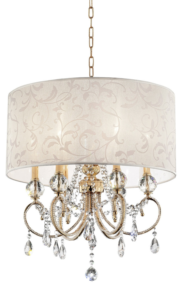 Stunning Brass Gold Finish Ceiling Lamp With Crystal Accents