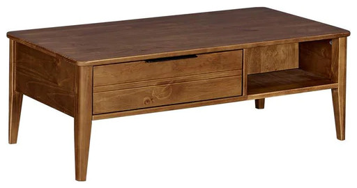 Benzara Mid Century Modern Style Wooden Coffee Table With One Drawer ...