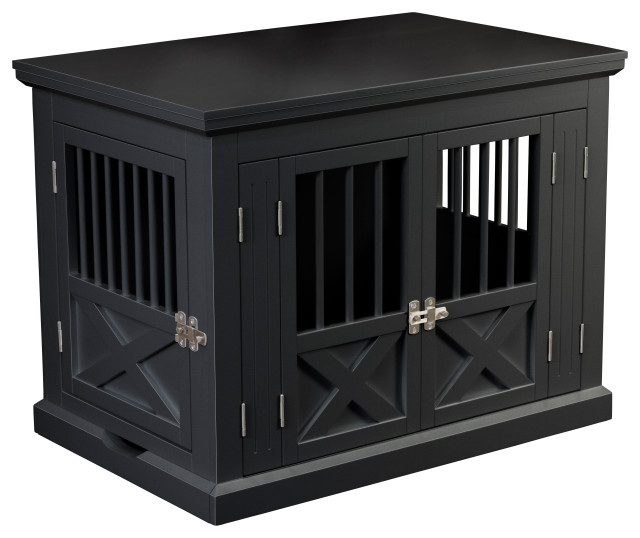 Triple Door Dog Crate, Black, Medium Transitional Dog Kennels And