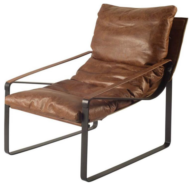 Mercana I Cocoa Brown Leather Unibody Seat w/ Black Metal Frame