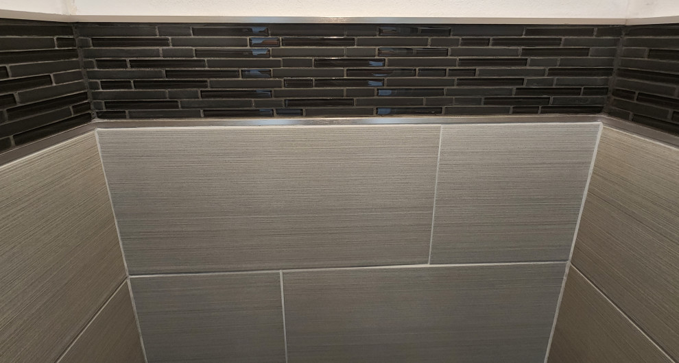 Tecumseh / Modern Grey Tile Bathroom Remodel